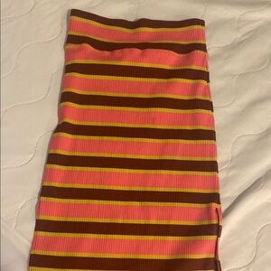 Aerie Pink and Brown Midi Pencil Skirt